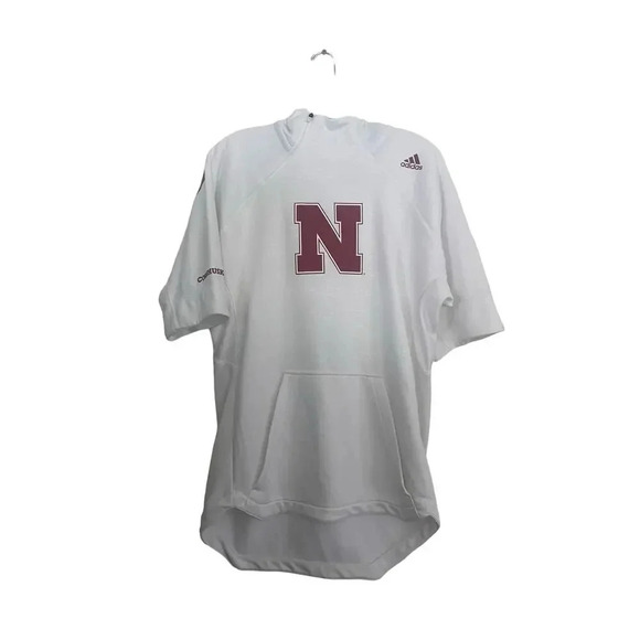 Adidas NCAA Nebraska Cornhuskers White Short Sleeve Performance Hoodie Size S - Picture 1 of 6